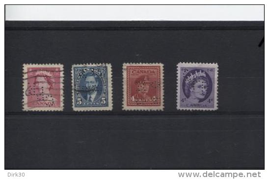 CANADA Nice Collection Perfins 4 Low Start At 0.10&euro; Each Perforations - Perforiert/Gezähnt