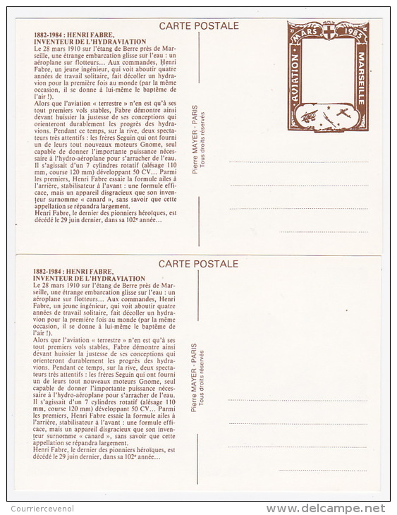 MASSILIA 1985 - 8 cartes postales sur le thème Henri Fabre / Hydravion CAMS / le Canard etc - Salon CNEP