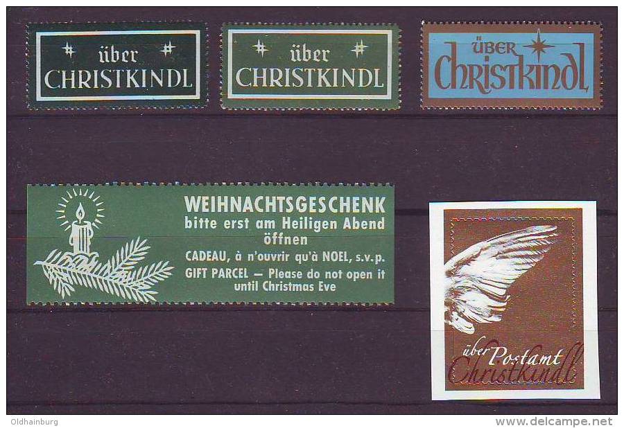 1105r: Christkindl- Leitzettel ANK- Nr. 4- 7 Sowie Geschenkkleber, Alles **, ANK 90.- € - Variétés & Curiosités