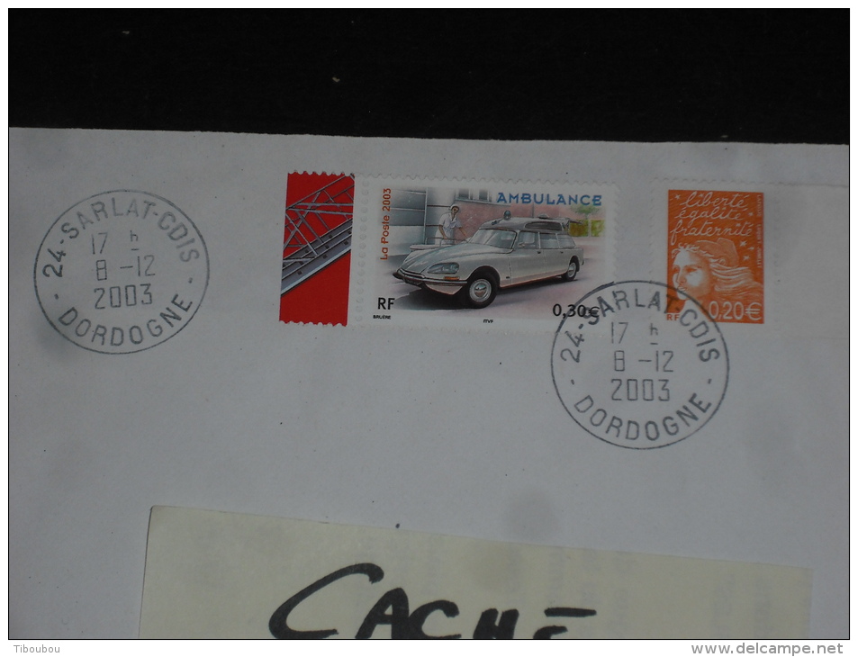 SARLAT CDIS - DORDOGNE - CACHET ROND MANUEL SUR YT 3617 ET MARIANNE LUQUET - VOITURE CITROEN DS AMBULANCE - - Cachets Manuels