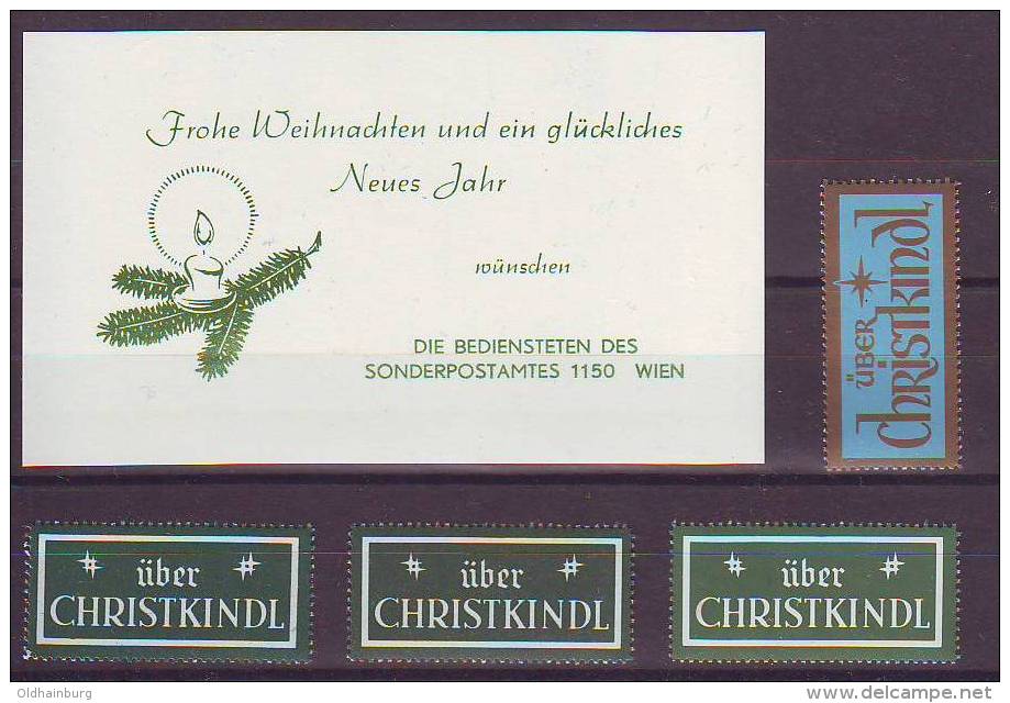 1105t: Christkindl- Leitzettel Grün 3 Farbvarianten, Plus Blau, Plus Weihnachtskarte - Variétés & Curiosités