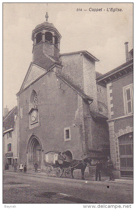 VD28  --  COPPET  --  L `EGLISE  --  ATTELAGE  --  CHAUSSERES, REPARATIONS SOIGNEES - Coppet