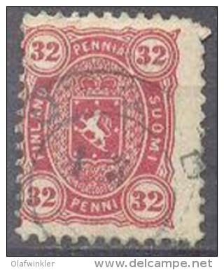 1875-84 Helsinki Printing 32 Penni 11x11 Mi 18Ay / Facit 18 / Sc 23 / YT 20 Used / Oblitéré / Gestempelt [lie] - Used Stamps