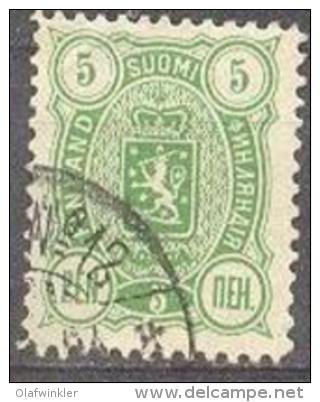 1889-1900 Three-Numbered 5 Penni 12,5x12,5 Mi 28A / Facit 28 / Sc 39 / YT 29A Used / Oblitéré / Gestempelt [lie] - Gebruikt