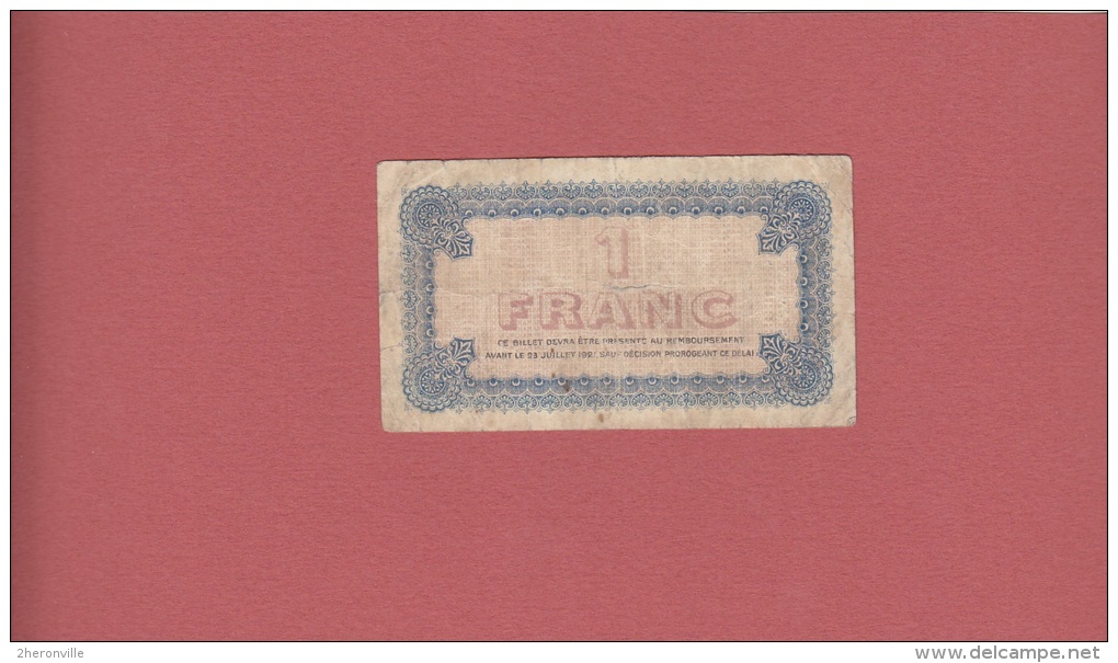 - Billet De 1 Franc - Chambre De Commerce De Lyon - 1916 - 3e Série - Voir état - WW1 - Chambre De Commerce