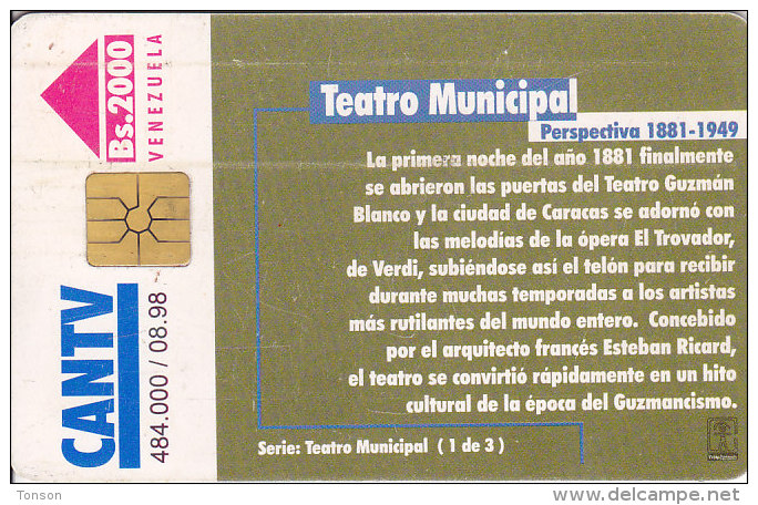 Venezuela, CAN2-0372, Municipal Theater, Perspectiva 1881-1949  (1/3), 2 Scans. - Venezuela