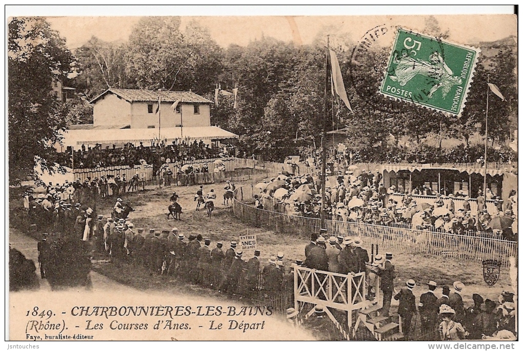 CHARBONNIERES LES BAINS (Rhône) - Les Courses D´Anes - Le Départ - Faye Buraliste Editeur - 1909 - Charbonniere Les Bains