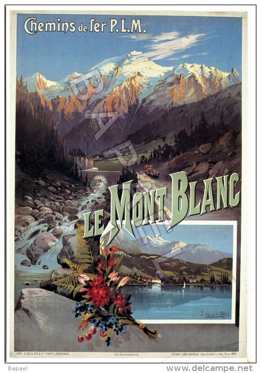 Affiche Sur Carte Postale Du Mont-Blanc - Chemin De Fer P.L.M. (Illustration De H. D´Alési 1898) - Publicité