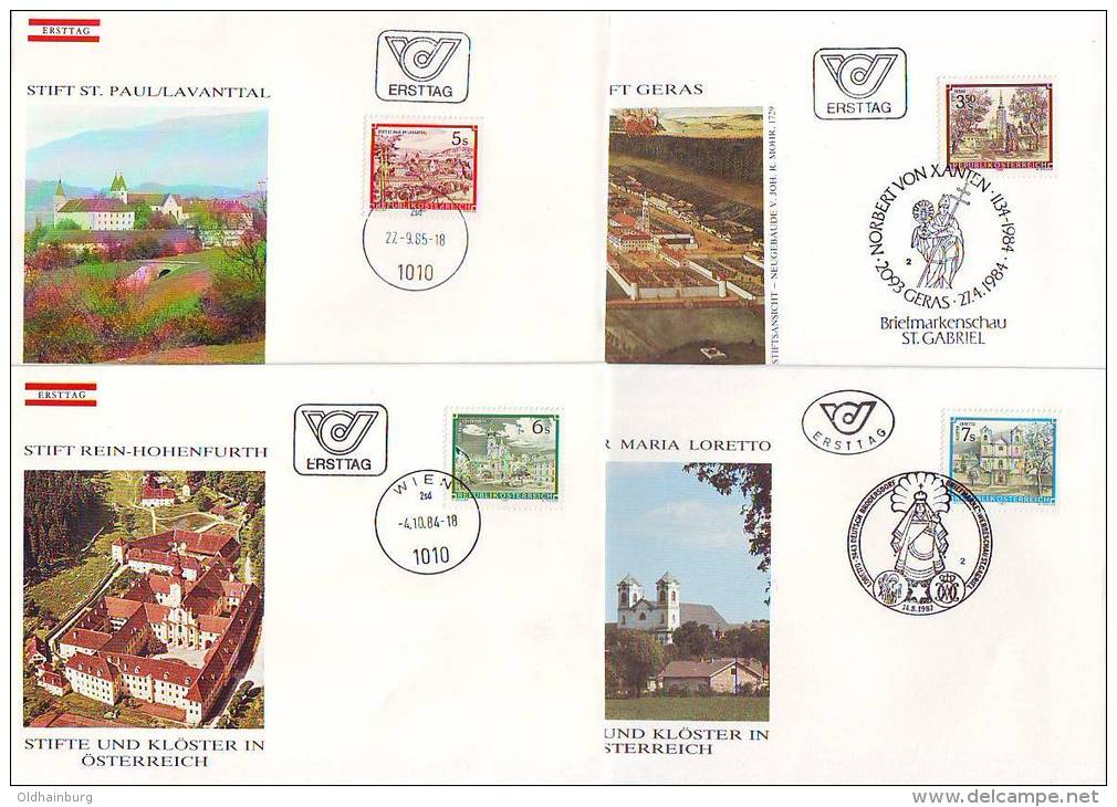 1106h: Beleglot Österreich- FDCs 8 Verschiedene Stifte Und Klöster (2 Scans) - Verzamelingen