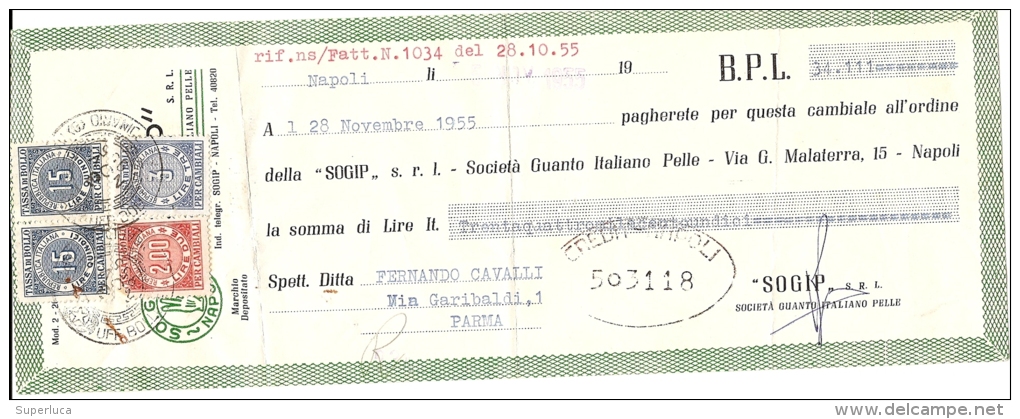 N-CAMBIALE  SOGIP SOCIETA GUANTO ITALIANO IN PELLE-1955 - Cambiali