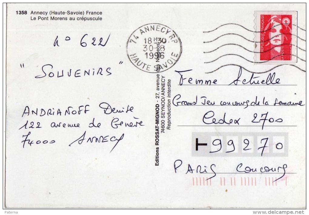 643- Postal Francia Annecy 1996 - Briefe U. Dokumente