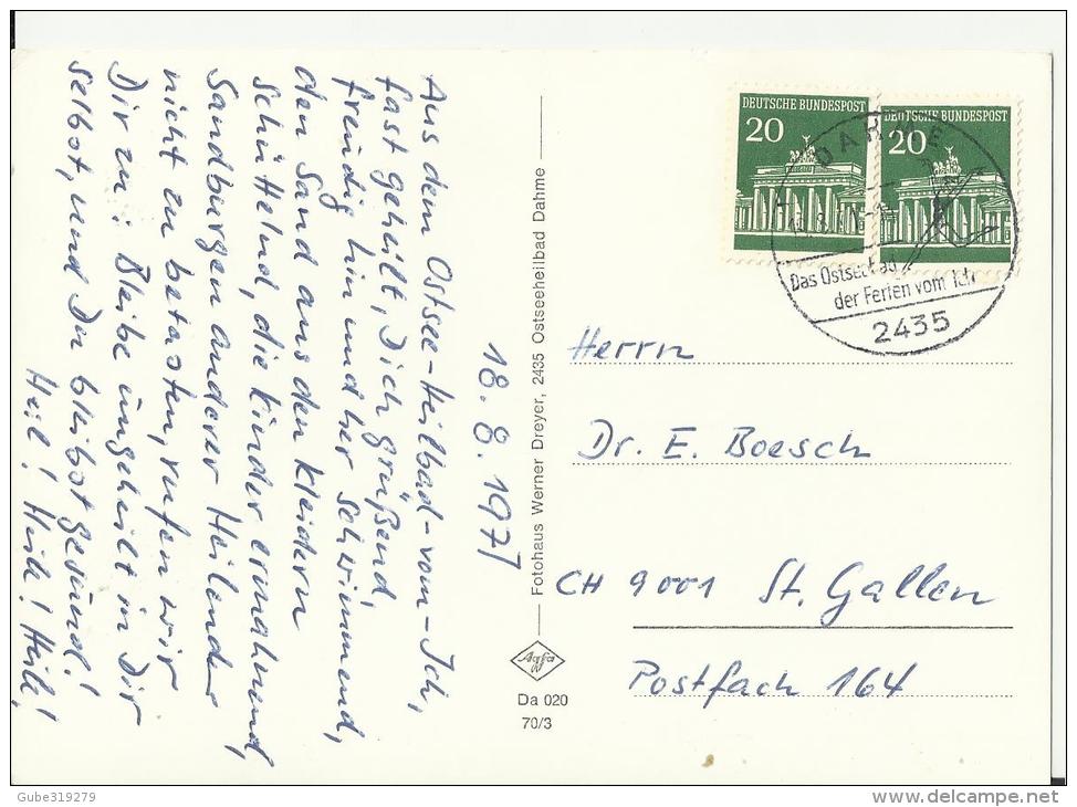 GERMANY 1977 - POSTCARD - BRANDENBURG - DAHME IN WINTER  ADDR TO SWITZERLAND  W 2 STS OF 20 PF POSTM DAHME AUG 18,1977 R - Dahme