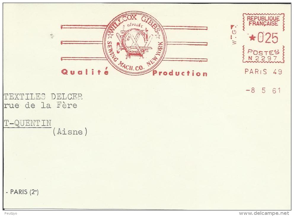 Lettre  EMA 1961  Rasoirs Theme Logo  Willcox Gibbs New York  Paris 21/12 - Autres & Non Classés