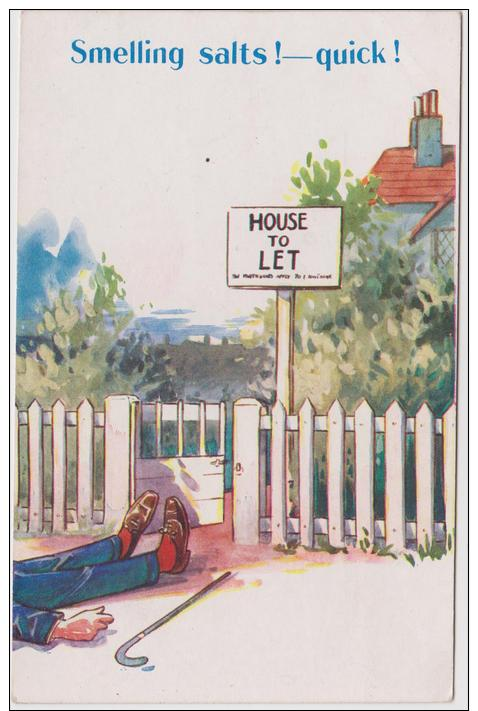 Smelling Salts !- Quick. House For Rent. Unused Card. Bamforth No.943 - Humor