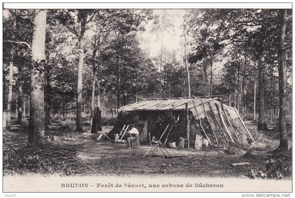 BRUNOY (Essonne) Forêt De Sénart - Cabane De Bûcheron - Travail Du Bois  - VOIR 2 SCANS - - Brunoy