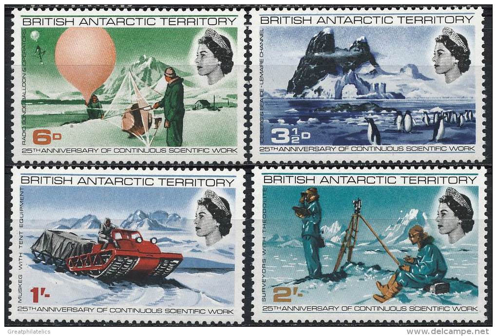 BRITISH ANTARCTIC TERR1969 POLAR RESEARCH SC#20-23 MNH BIRDS PENGUINS BALLOONS (DEL05) - Neufs