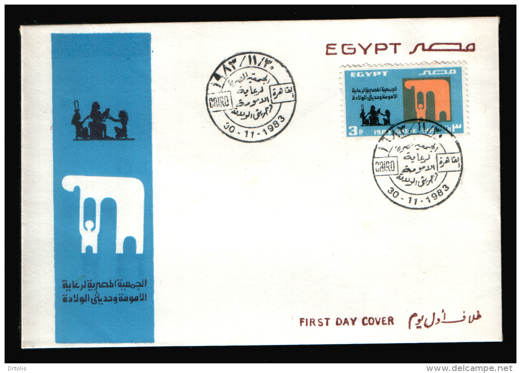 EGYPT / 1983 / MEDICINE / MOTHER / CHILD / MATERNAL & CHILD CARE SOCIETY / EGYPTOLOGY / FDC - Storia Postale
