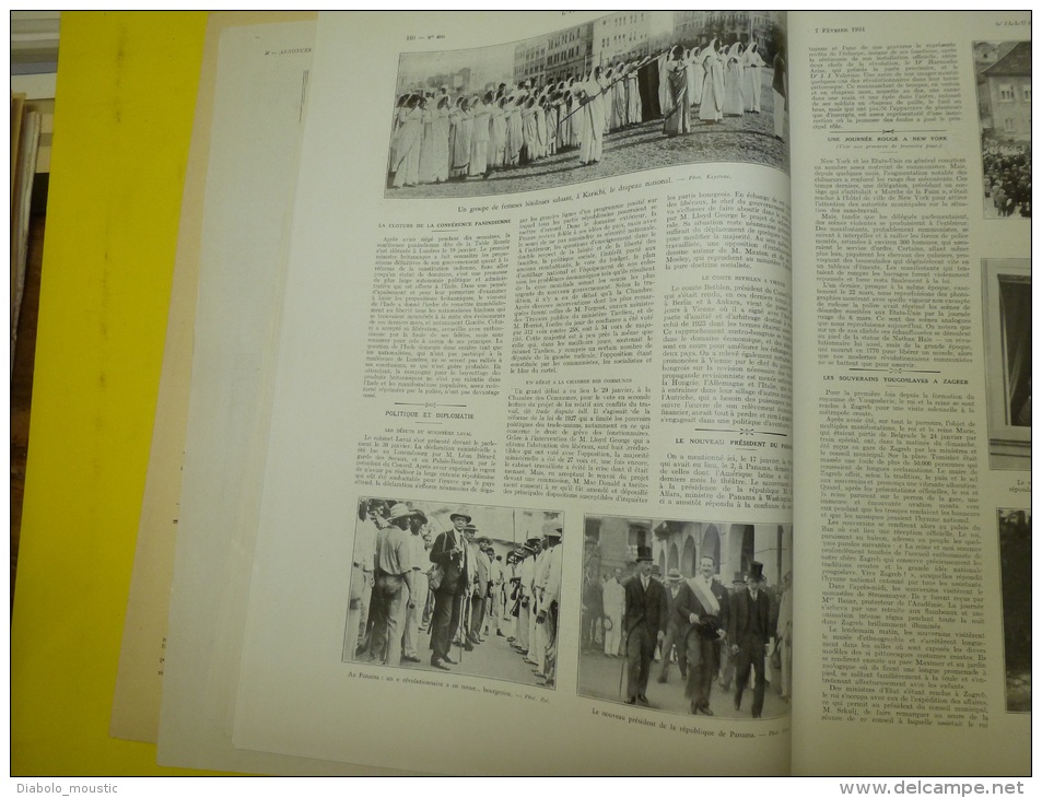 1931 Femmes Indoues à Karachi; Gandhi; La Plus Belle Femme Du Monde;Eruption Du Volcan Donogoo; - L'Illustration