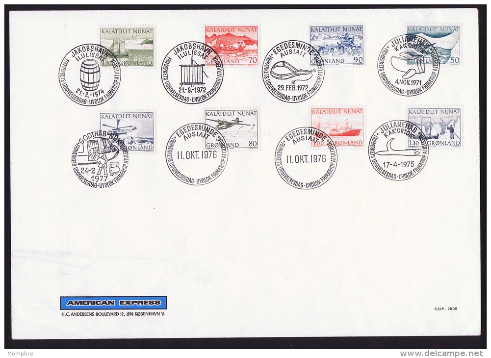 1971-7  Progressive FDC   8 Definitive Stamps With Different FD Cancels - FDC