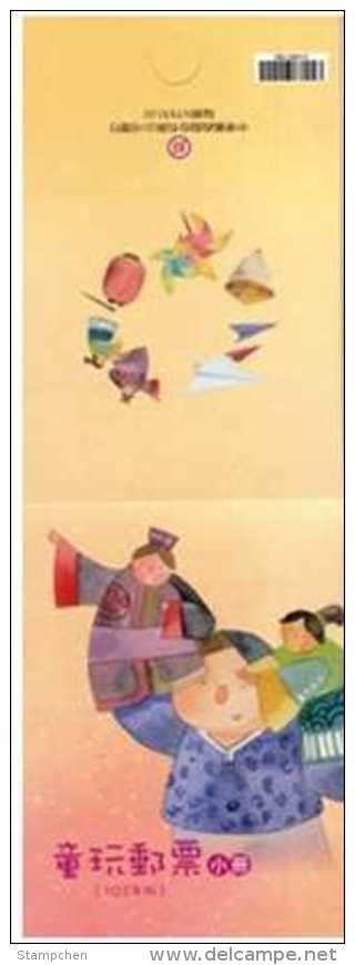 Cover Of 2013 Children At Play Stamps Booklet Toy Lantern Paper Airplane Plane Pinwheel Puppet Drama Kid Boy Girl - Marionnettes