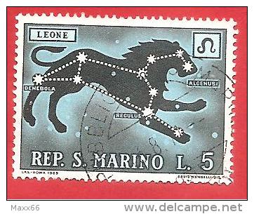 SAN MARINO - USATO - 1970 - ZODIACO - Leone - Leo - 5 £ - Michel SM 946 - Usados