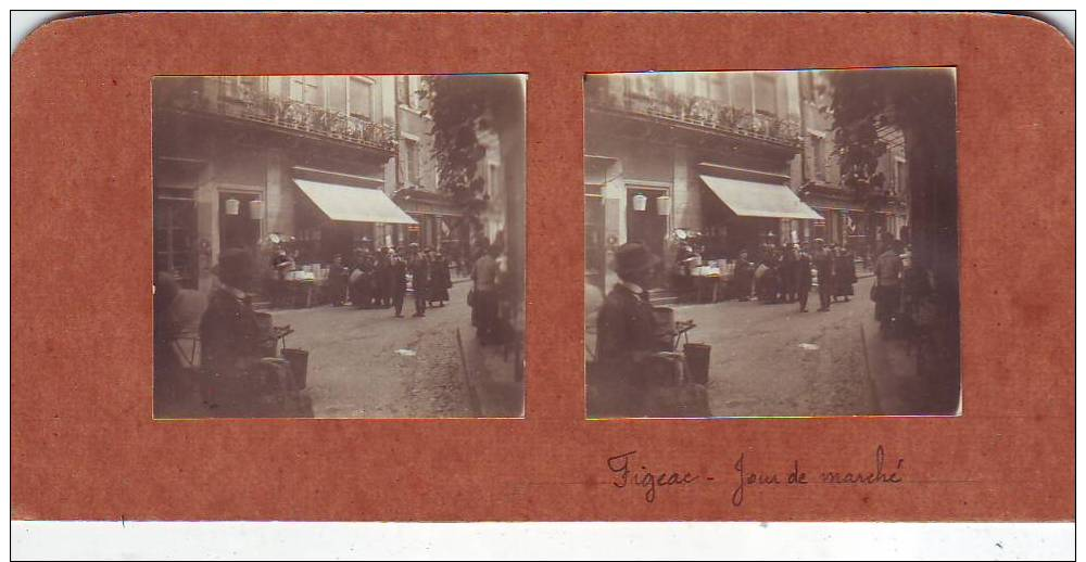 46 FIGEAC   Photo Stéréo   Jour De Marché - Figeac