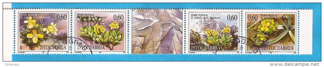 1995 X  2716-19  JUGOSLAVIJA FLORA FEISENBLUEMCHEN  WWF   STRIP USED - Used Stamps