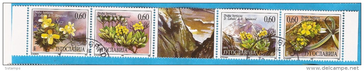 1995 X  2716-19  JUGOSLAVIJA FLORA FEISENBLUEMCHEN  WWF   STRIP USED - Usati