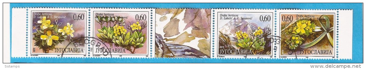 1995 X  2716-19  JUGOSLAVIJA FLORA FEISENBLUEMCHEN  WWF   STRIP USED - Used Stamps