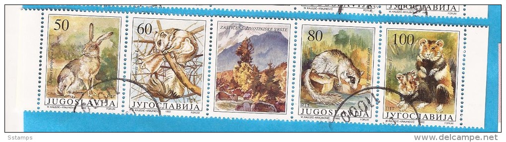 1992 X  2525-28   JUGOSLAVIJA FAUNA MAMIFERI    WWF   STRIP USED - Used Stamps