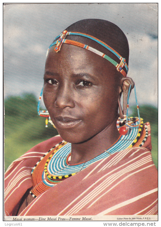 MASAI WOMAN- EINE MASAI- FEMME MASAI,USED,POSTCARD RARE,PERFECT SHAPE. - Tansania