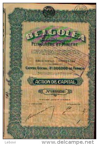 BRUXELLES « Belgoléa - SA Pétrolière Et Minière » - Action De Capital - Pétrole