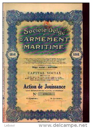 ANVERS « Société Belge D’armement Maritime Sa » - Action De Jouissance - Navigation