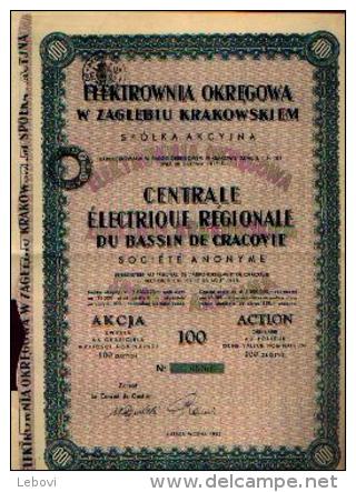 « Centrale électrique Régionale Du Bassin De CRACOVIE Sa » - Action Ordinaire De 100 Zlotys (1935) - Elektrizität & Gas