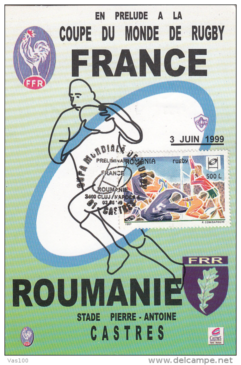 RUGBY, WORLD CUP, CM, MAXICARD, CARTES MAXIMUM, 1999, ROMANIA - Rugby