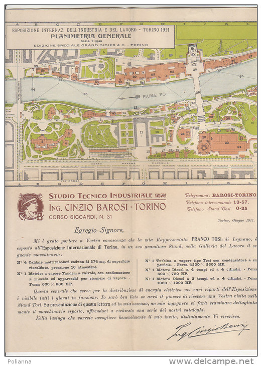 PO0520C# PLANIMETRIA ESPOSIZIONE INT.DELL'INDUSTRIA E DEL LAVORO - TORINO 1911 Ed.Grand Didier &amp; C./MAP - Topographische Karten