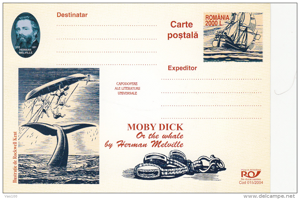 WHALES, MOBY DICK, SHIPS, 9X CM, MAXICARD, CARTES MAXIMUM, 2004, ROMANIA - Baleines