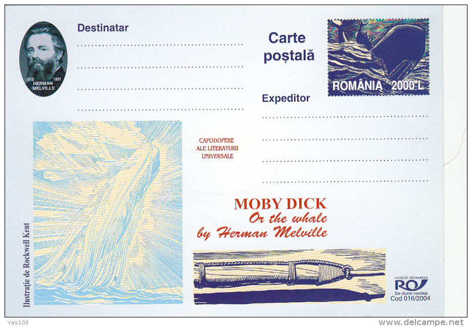 WHALES, MOBY DICK, SHIPS, 9X CM, MAXICARD, CARTES MAXIMUM, 2004, ROMANIA - Baleines