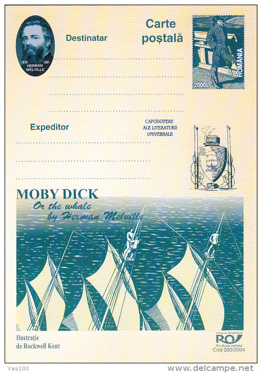 WHALES, MOBY DICK, SHIPS, 9X CM, MAXICARD, CARTES MAXIMUM, 2004, ROMANIA - Baleines