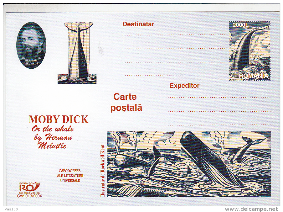 WHALES, MOBY DICK, SHIPS, 9X CM, MAXICARD, CARTES MAXIMUM, 2004, ROMANIA - Baleines