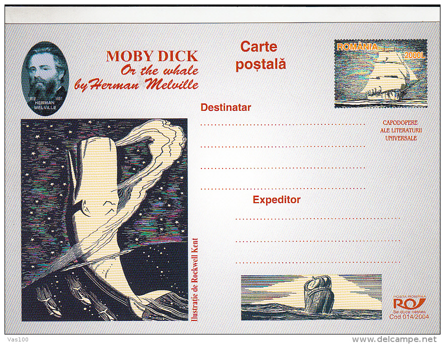 WHALES, MOBY DICK, SHIPS, 9X CM, MAXICARD, CARTES MAXIMUM, 2004, ROMANIA