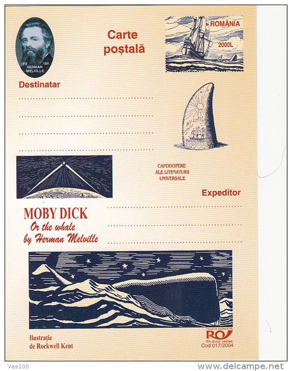 WHALES, MOBY DICK, SHIPS, 9X CM, MAXICARD, CARTES MAXIMUM, 2004, ROMANIA