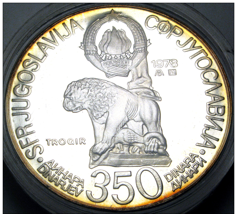 1978, PROOF, YUGOSLAVIA, 350 Dinara, .925 Silver "8th Mediterranian Games" RARE/scarce Low Mint!(24,000) *SEE  PHOTOS*P - Yugoslavia