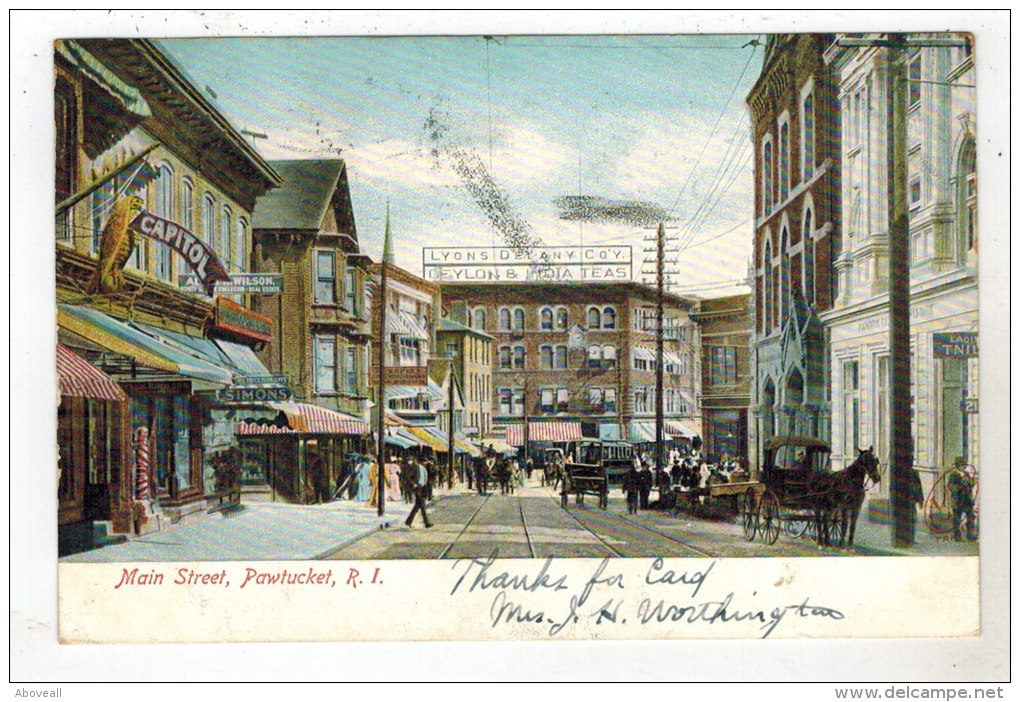 1100  RI  Pawtucket  1906 Main ST. Lyons India Teas, Capitiol Barber Shop With Owl Sign - Pawtucket