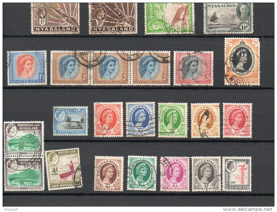 Rhodesia & Nyasaland, Nyasaland Mounted Used Selection, Over 20 Stamps - Interesting - Rhodesia & Nyasaland (1954-1963)