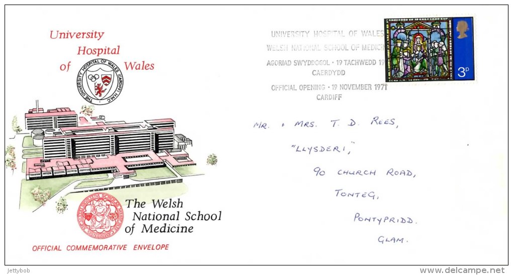 GB Addressed Commemorative Cover Bilingual Postmark University Hospital Of Wales, Welsh National School Of Medicine - Marcophilie