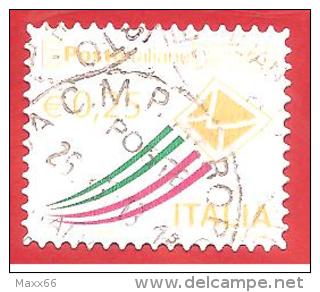 ITALIA REPUBBLICA USATO  - 2013 - Posta Italiana - Serie Ordinaria - € 0,25 - S. ------- - 2011-20: Afgestempeld