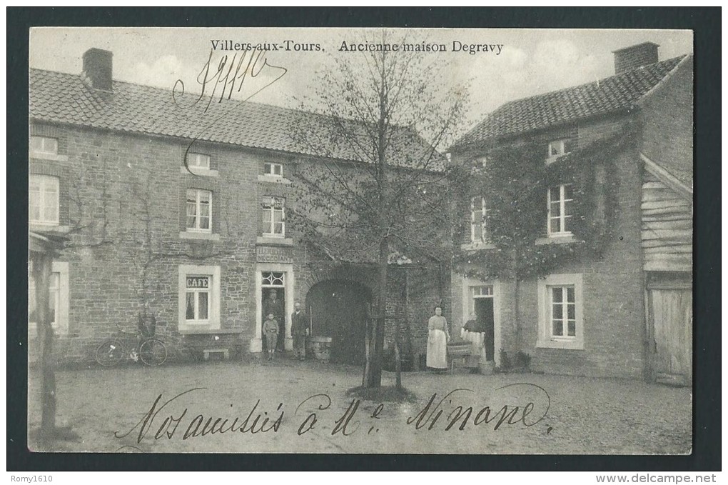 VILLERS-aux-Tours. Ancienne Maison Degravy. Café. Belle Carte Animée. - Anthisnes