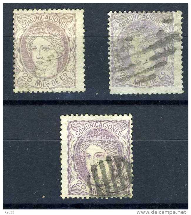 1870 25M. 3 VARIEDADES. GRUPO COMPLETO. USADOS - Used Stamps