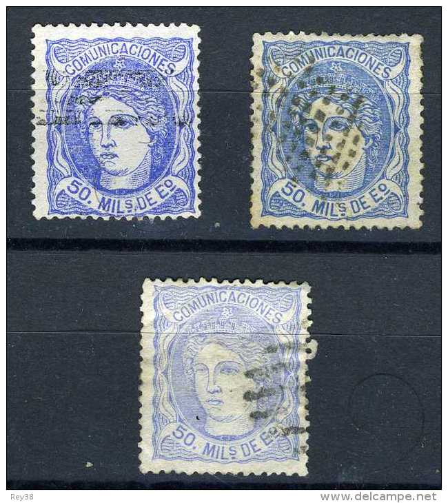 1870 50M. 3 VARIEDADES. GRUPO COMPLETO. USADOS - Used Stamps